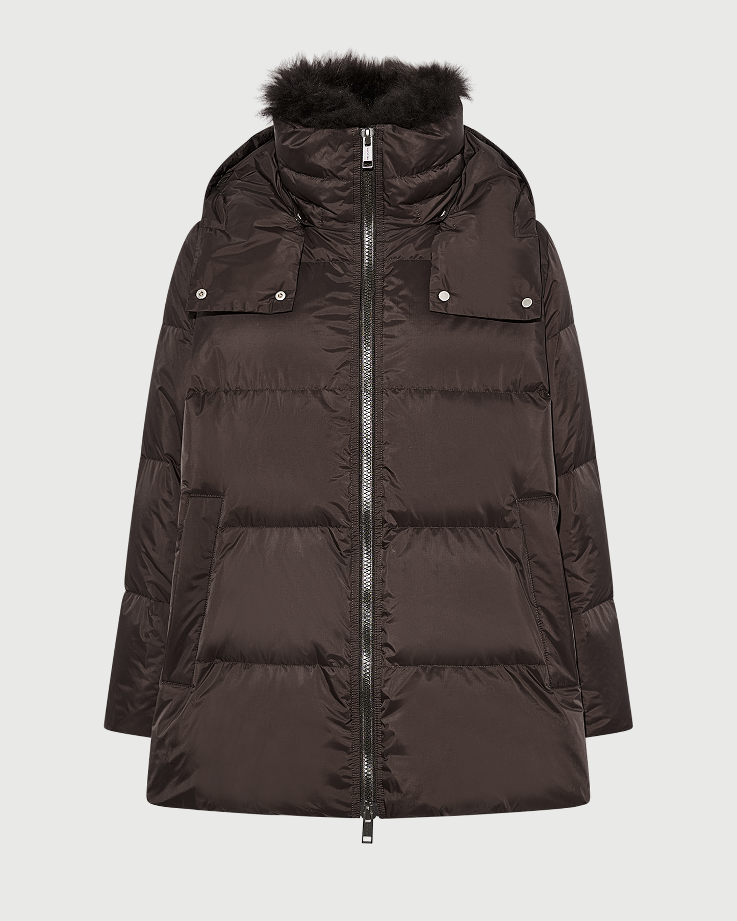 A-line down jacket in waterproof technical fabric with airy lambswool trim - Yves Salomon - New Fall Winter Collection