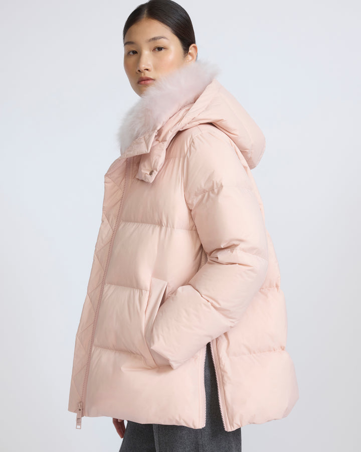 A-line down jacket in waterproof technical fabric with airy lambswool trim - Yves Salomon - New Fall/Winter Collection