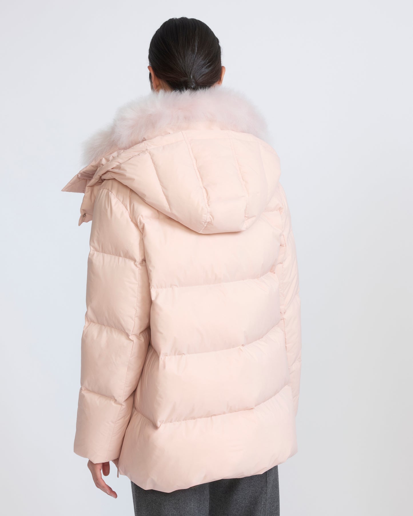 A-line down jacket in waterproof technical fabric with airy lambswool trim - Yves Salomon - New Fall/Winter Collection