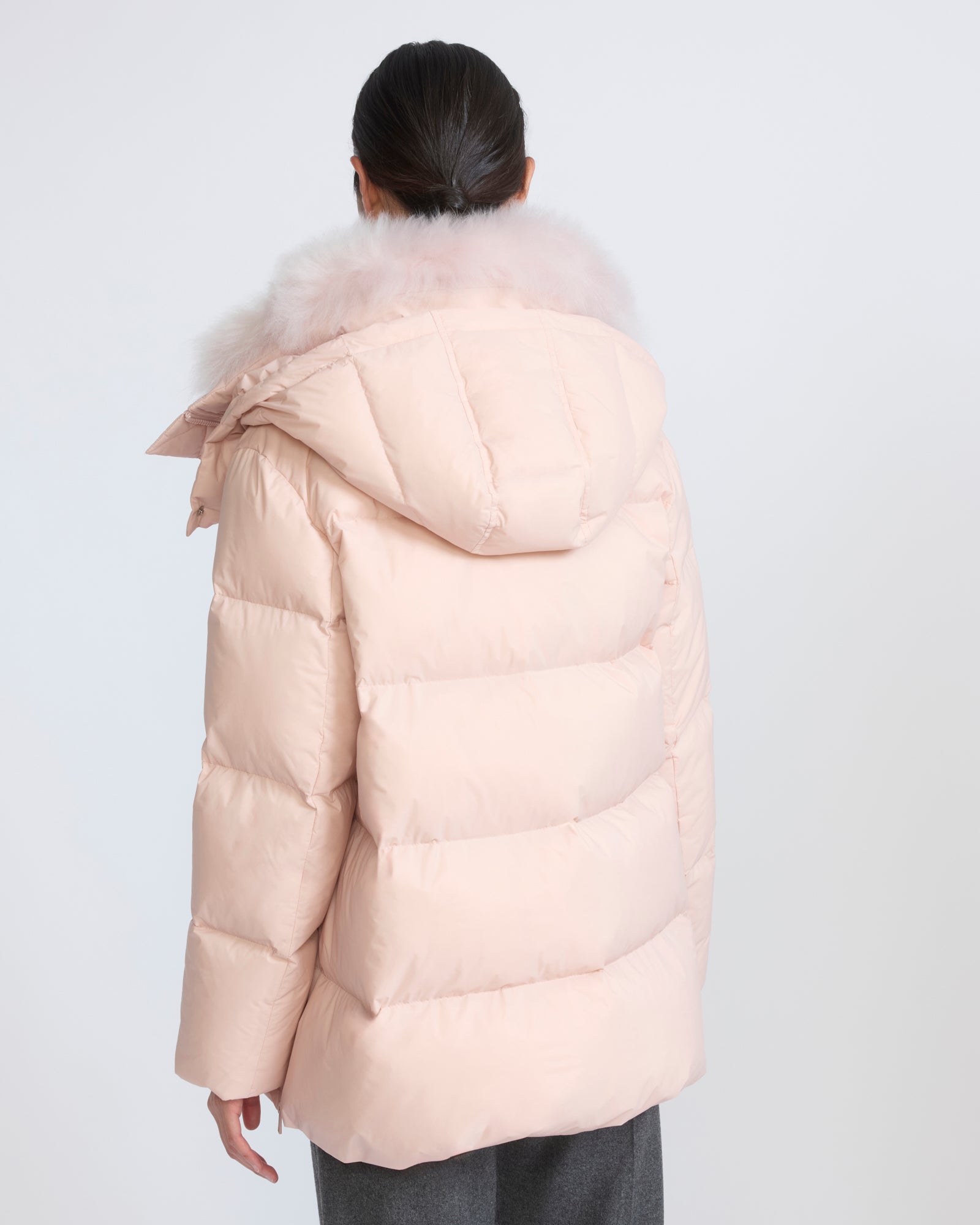 A-line down jacket in waterproof technical fabric with airy lambswool trim - Yves Salomon - New Fall/Winter Collection