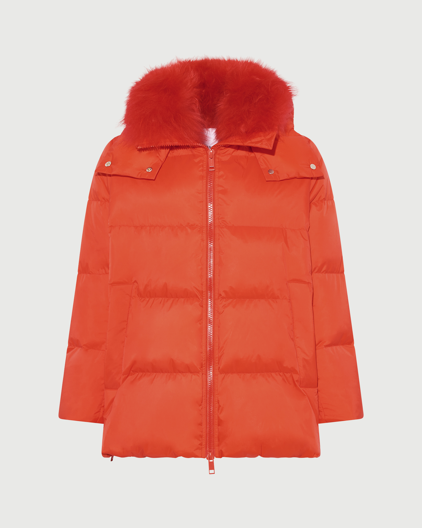 A-line down jacket in waterproof technical fabric with airy lambswool trim - Yves Salomon - New Fall Winter Collection