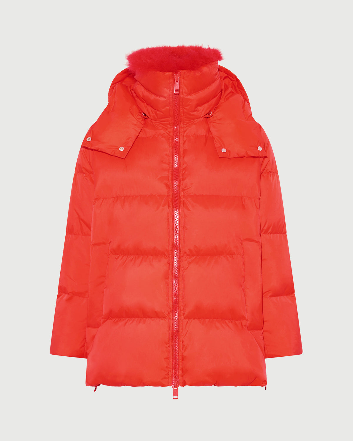 A-line down jacket in waterproof technical fabric with airy lambswool trim - Yves Salomon - New Fall/Winter Collection