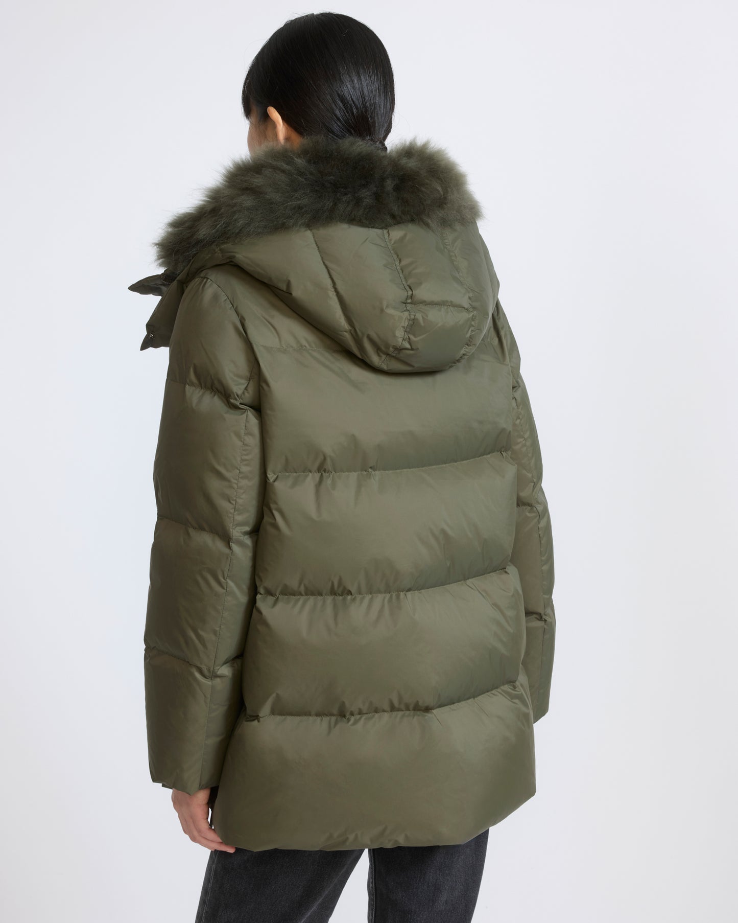 A-line down jacket in waterproof technical fabric with airy lambswool trim - Yves Salomon - New Fall/Winter Collection