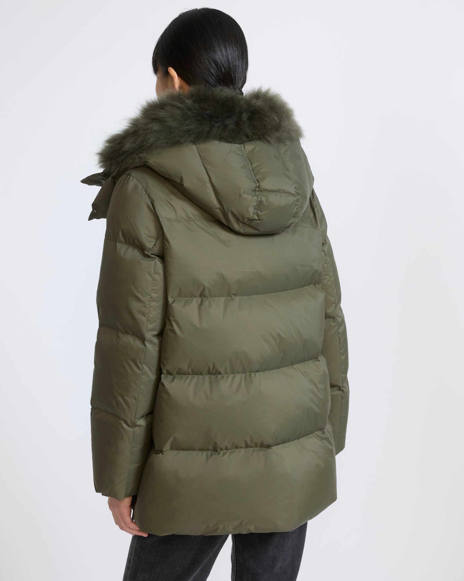 A-line down jacket in waterproof technical fabric with airy lambswool trim - Yves Salomon - New Fall/Winter Collection