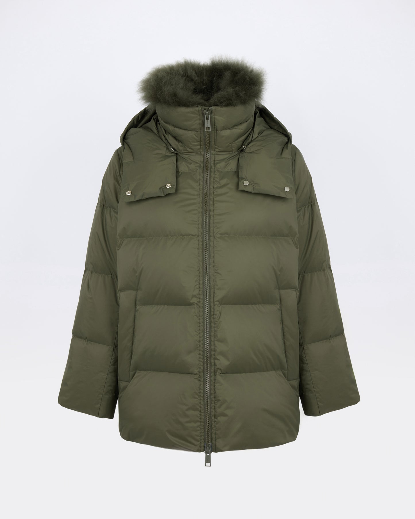 A-line down jacket in waterproof technical fabric with airy lambswool trim - Yves Salomon - New Fall/Winter Collection