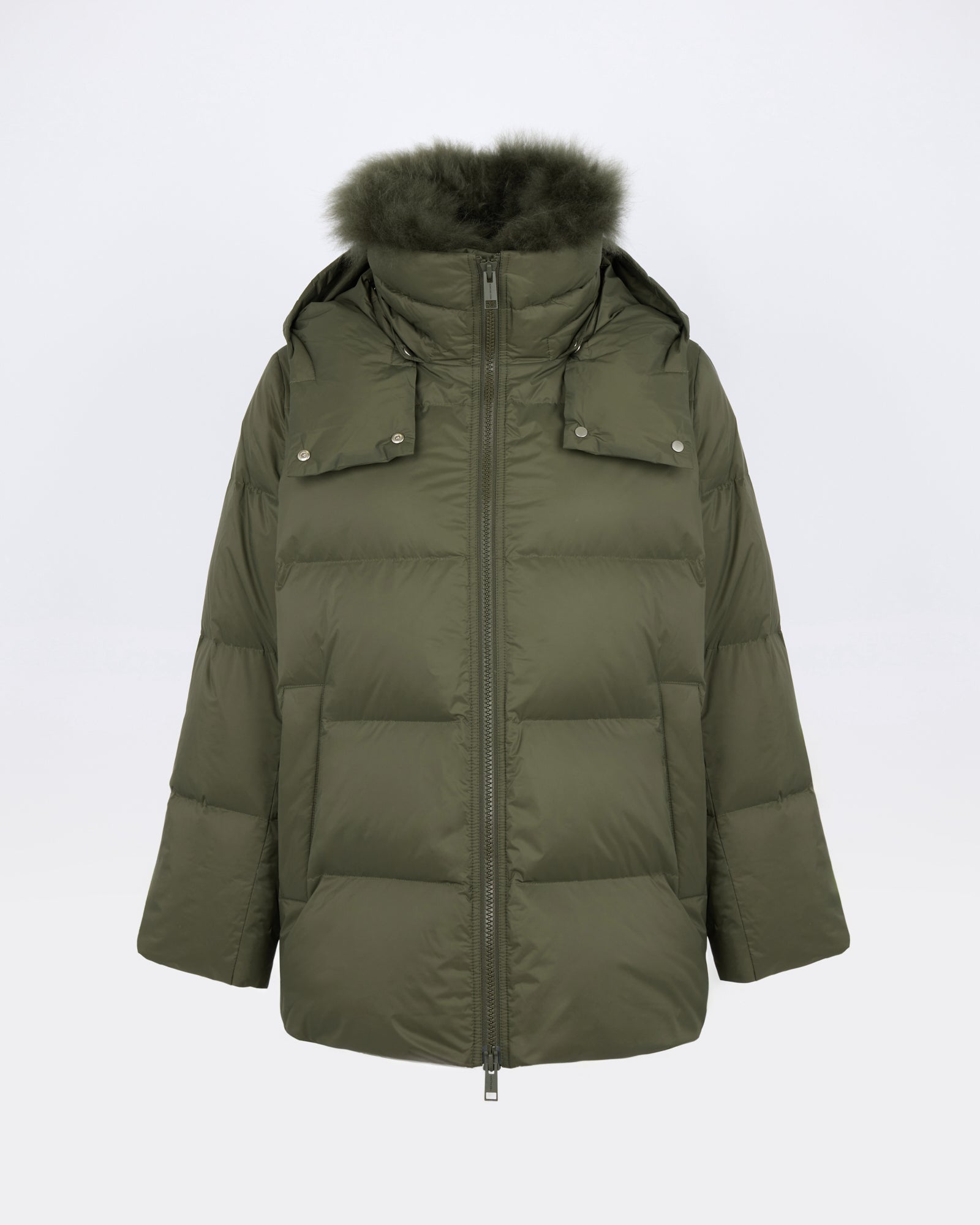 A-line down jacket in waterproof technical fabric with airy lambswool trim - Yves Salomon - New Fall/Winter Collection