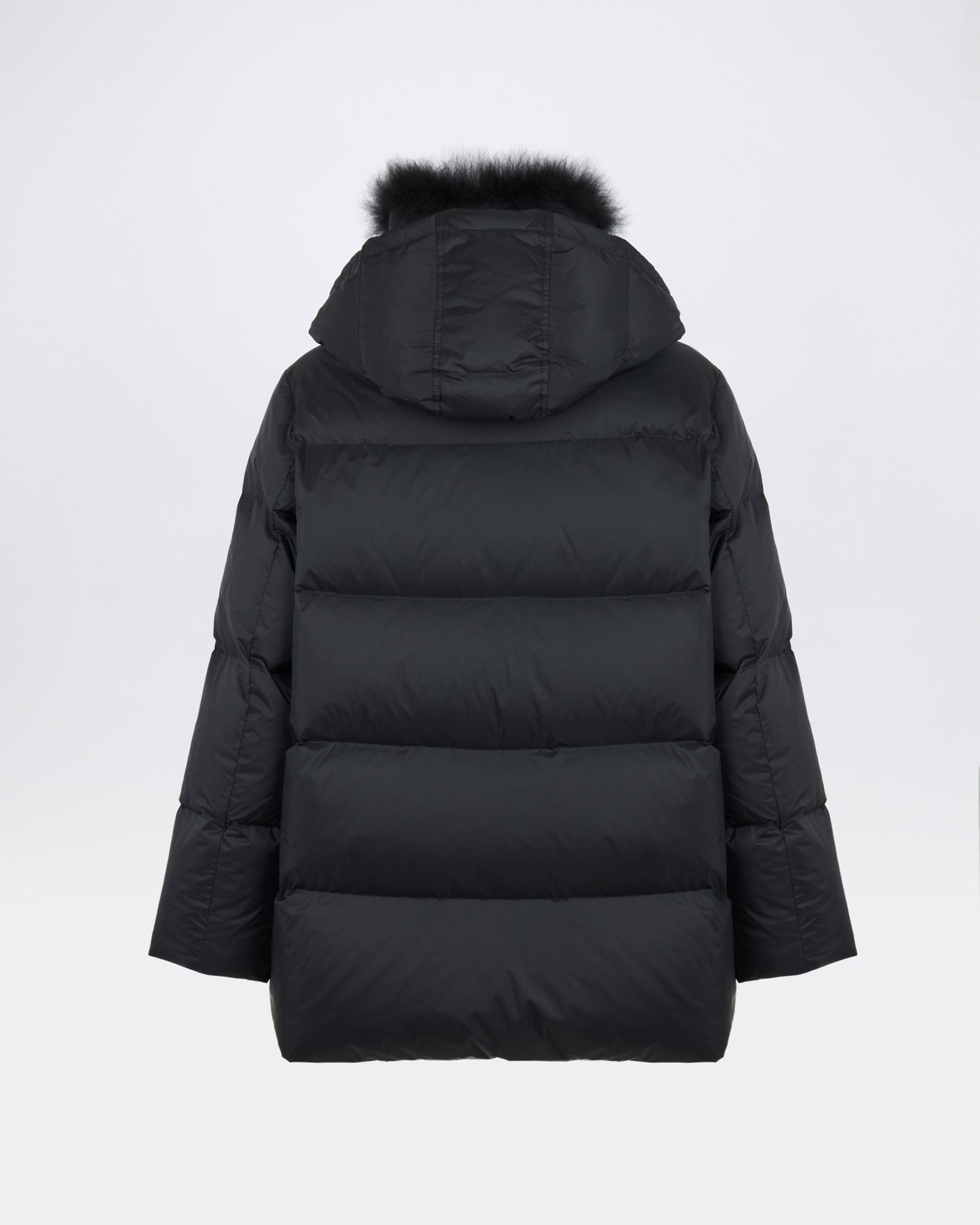 A-line down jacket in waterproof technical fabric with airy lambswool trim - Yves Salomon - New Fall/Winter Collection