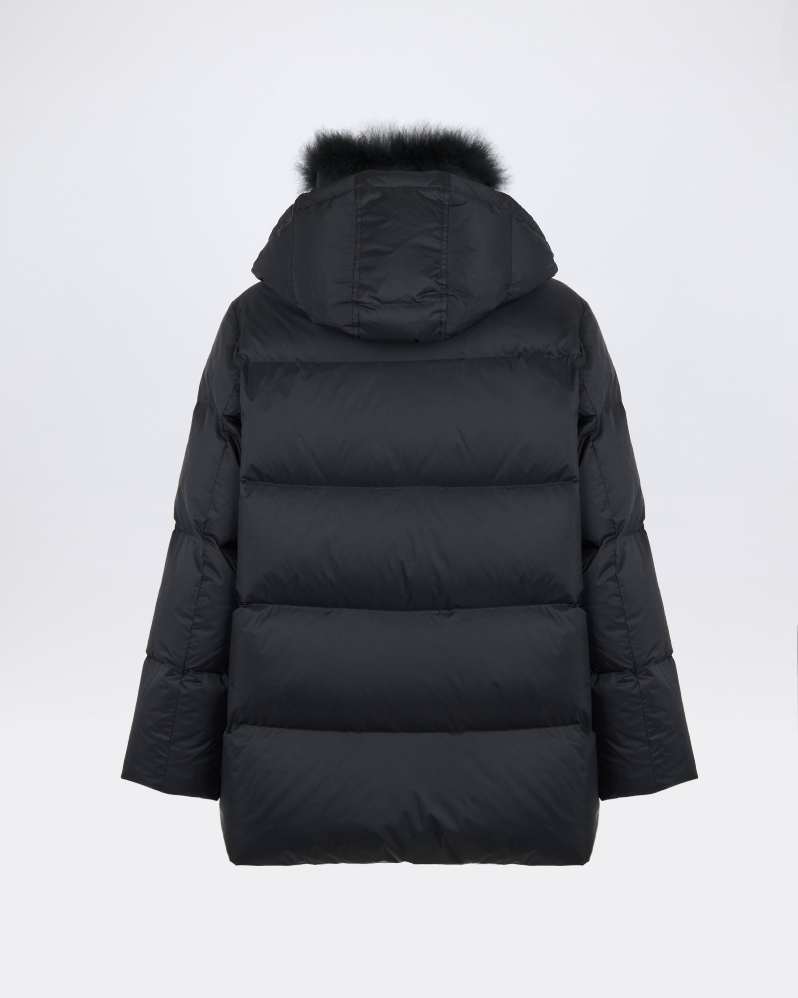 A-line down jacket in waterproof technical fabric with airy lambswool trim - Yves Salomon - New Fall/Winter Collection