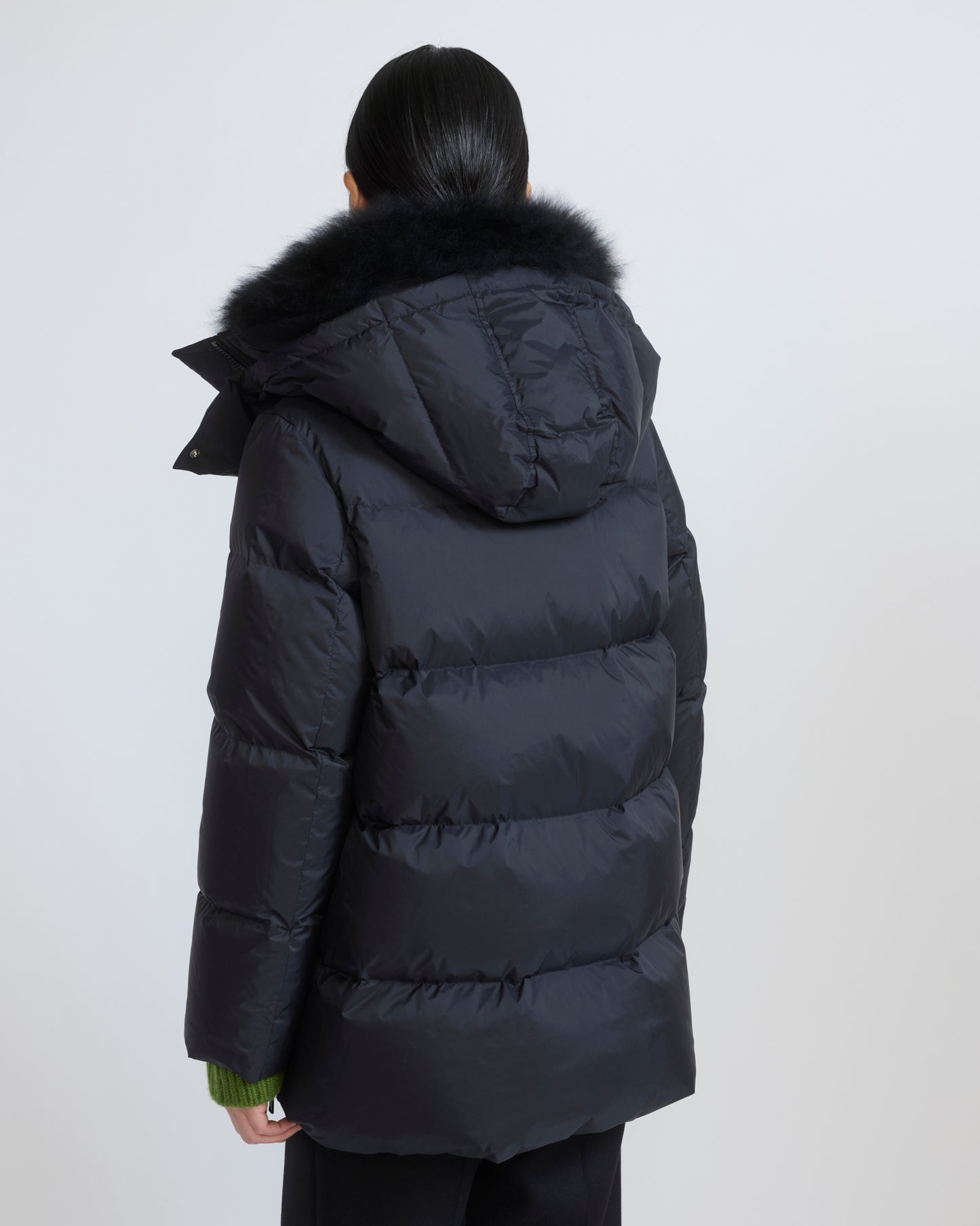A-line down jacket in waterproof technical fabric with airy lambswool trim - Yves Salomon - New Fall/Winter Collection