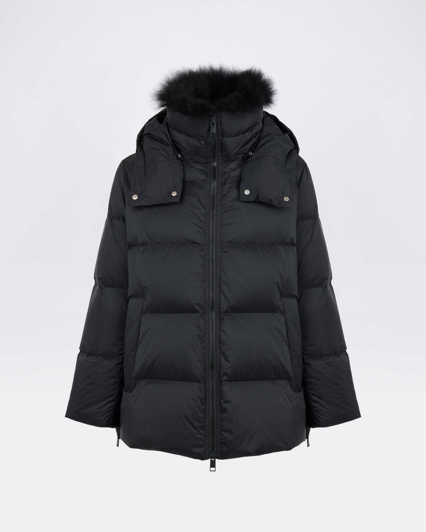 A-line down jacket in waterproof technical fabric with airy lambswool trim - Yves Salomon - New Fall/Winter Collection