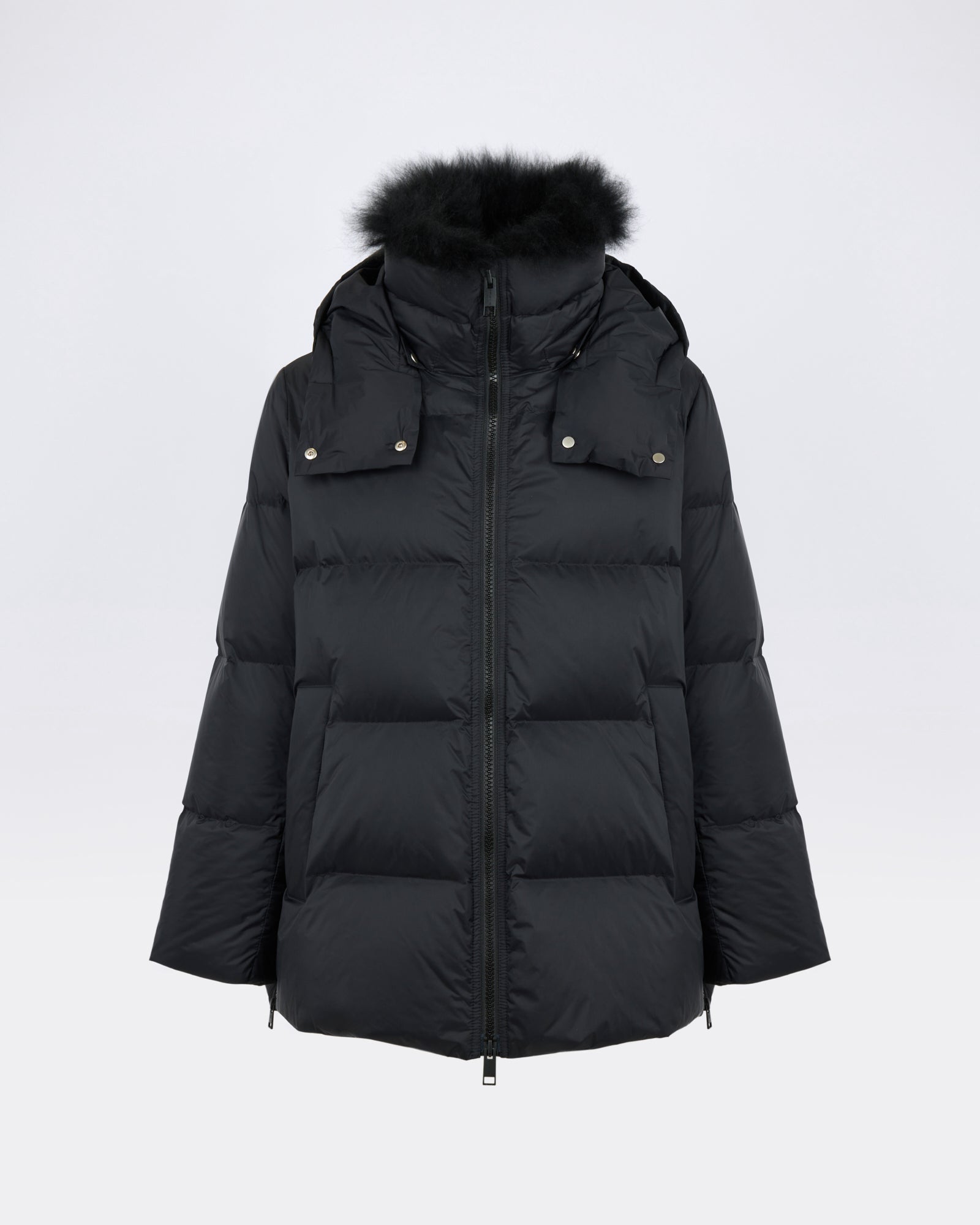 A-line down jacket in waterproof technical fabric with airy lambswool trim - Yves Salomon - New Fall/Winter Collection