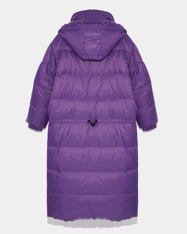 Long reversible down jacket in matte and shiny water-repellent technical fabric - purple - Yves Salomon