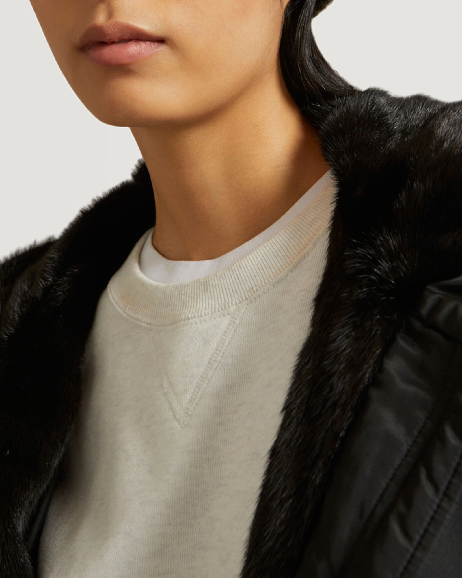 Long parka with mink fur trim - black - Winter sale – Yves Salomon US