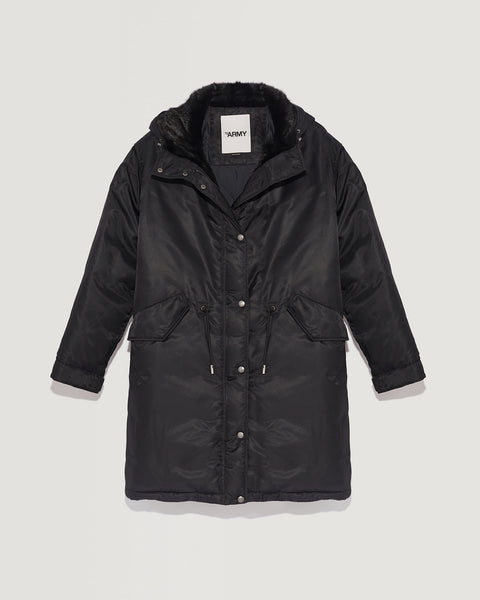Long parka with mink fur trim - black - Yves Salomon – Yves Salomon US