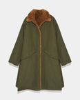 Reversible coat in water-repellent technical fabric and mink fur