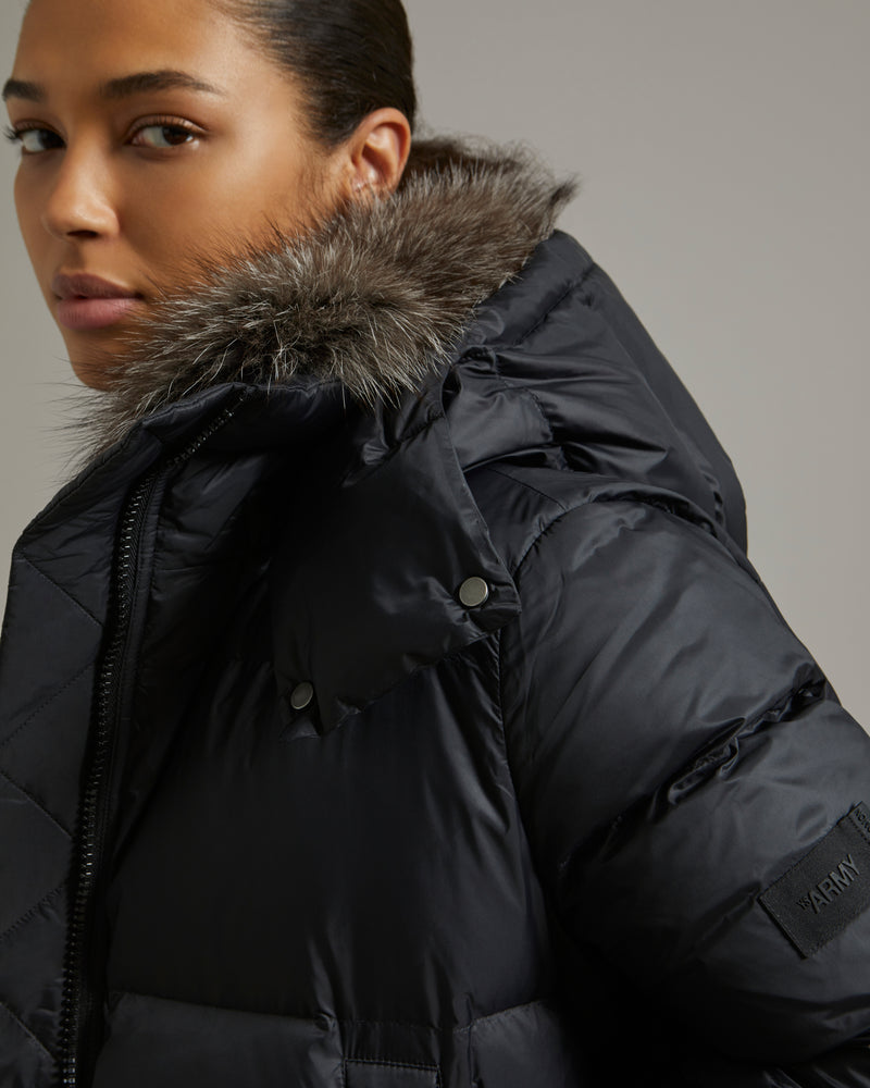 US - Salomon technical collar line with - in Yves Short Salomon water-repellent fur – fox fabric black down \