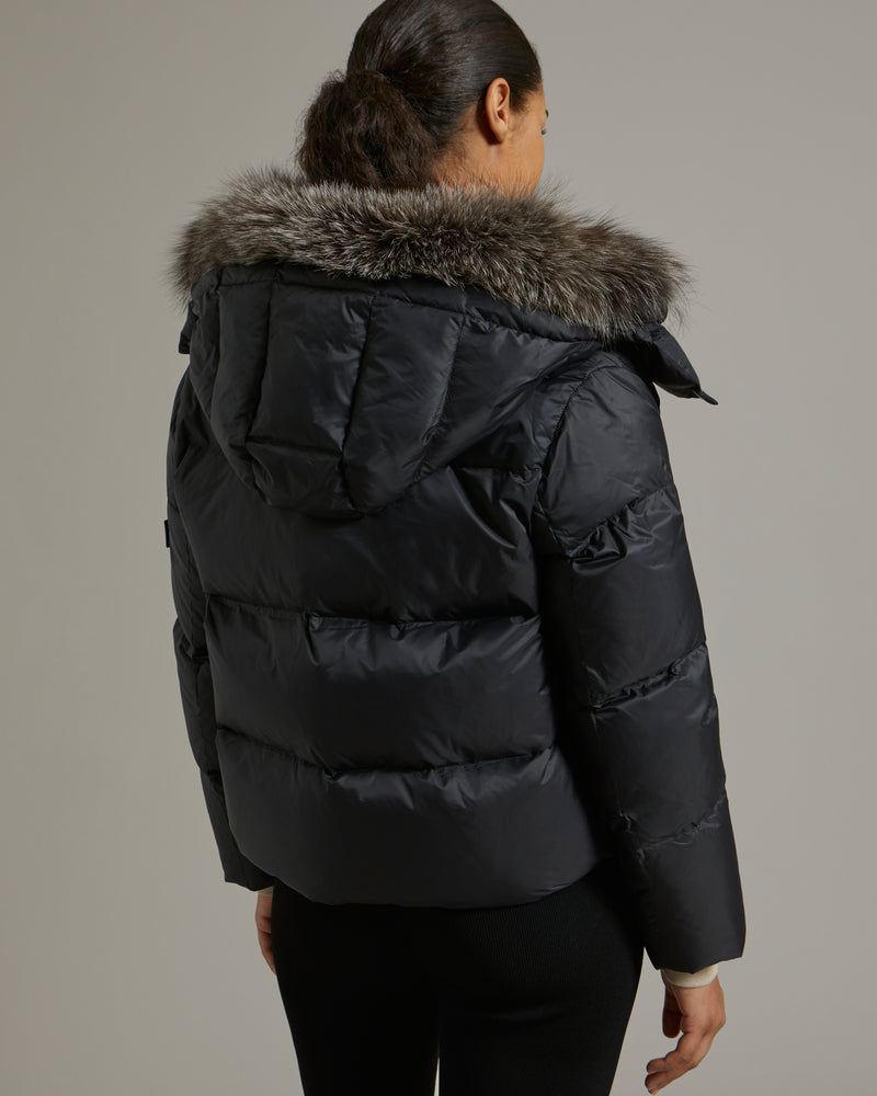 fabric Yves jacket collar with fox water-repellent Yves fur black in \