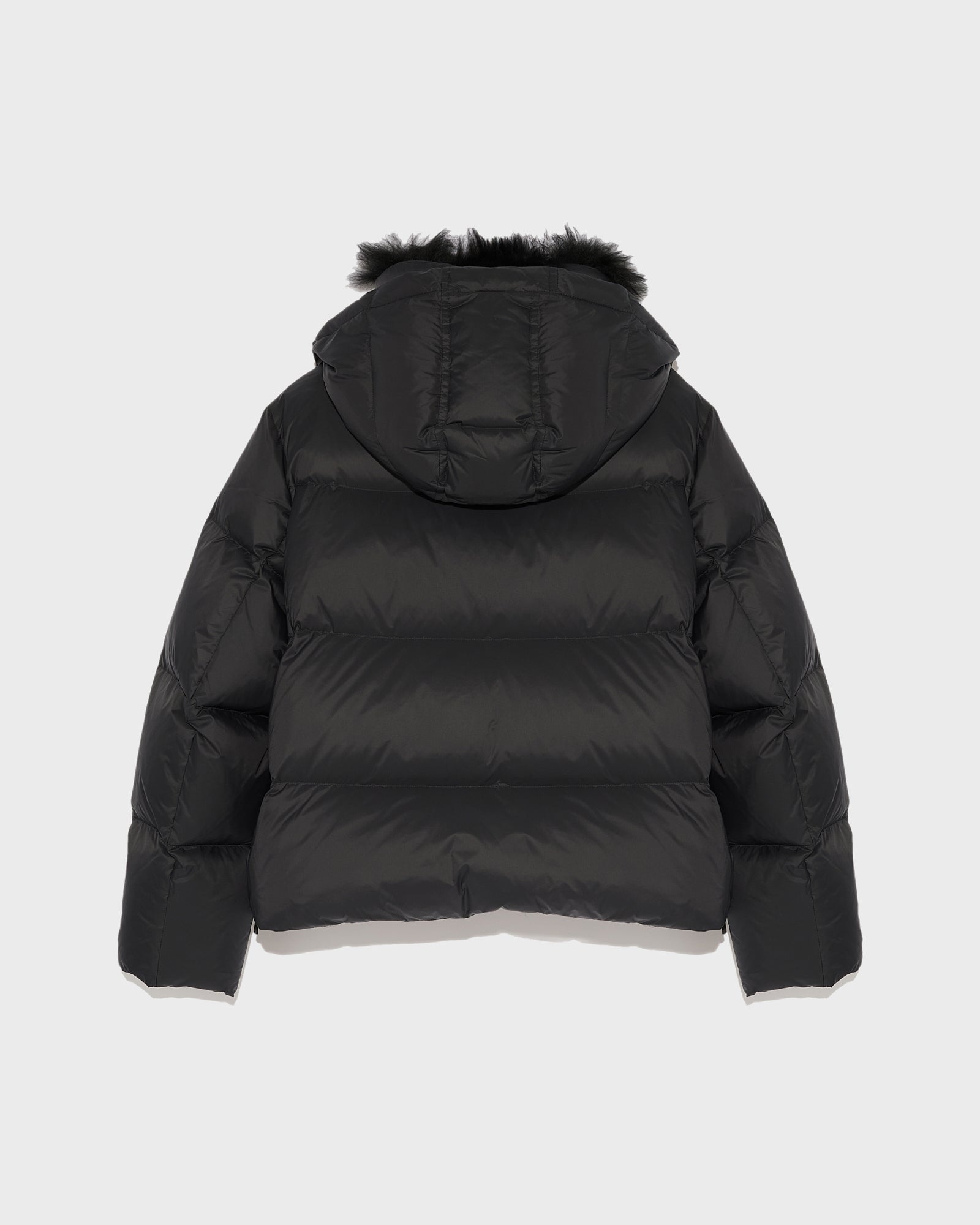 Down jacket with fluffy lambswool collar - black - Yves