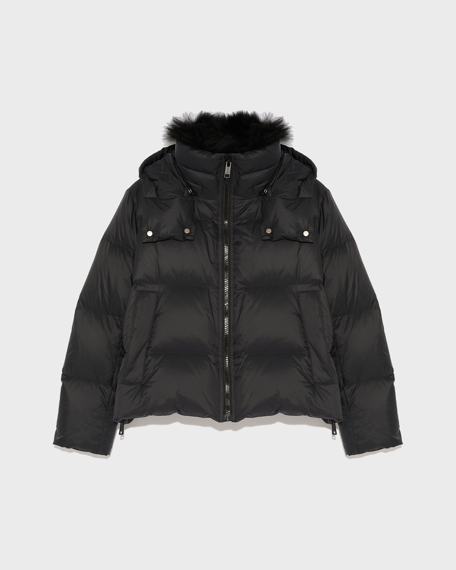 ジャケット YVES SALOMON JACKET (24WFV01964F53X B3000) Down jacket with fluffy lambswool collar - black - Yves