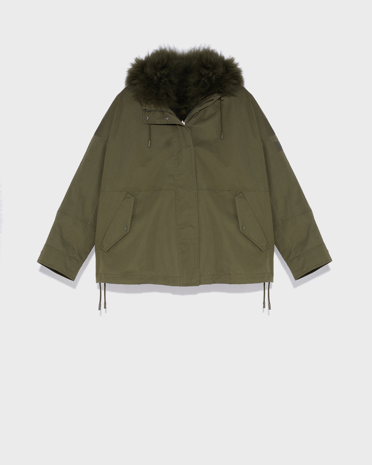 【ポイント10倍】 fluffy with parka Reversible lambswool Yves - khaki - トップス