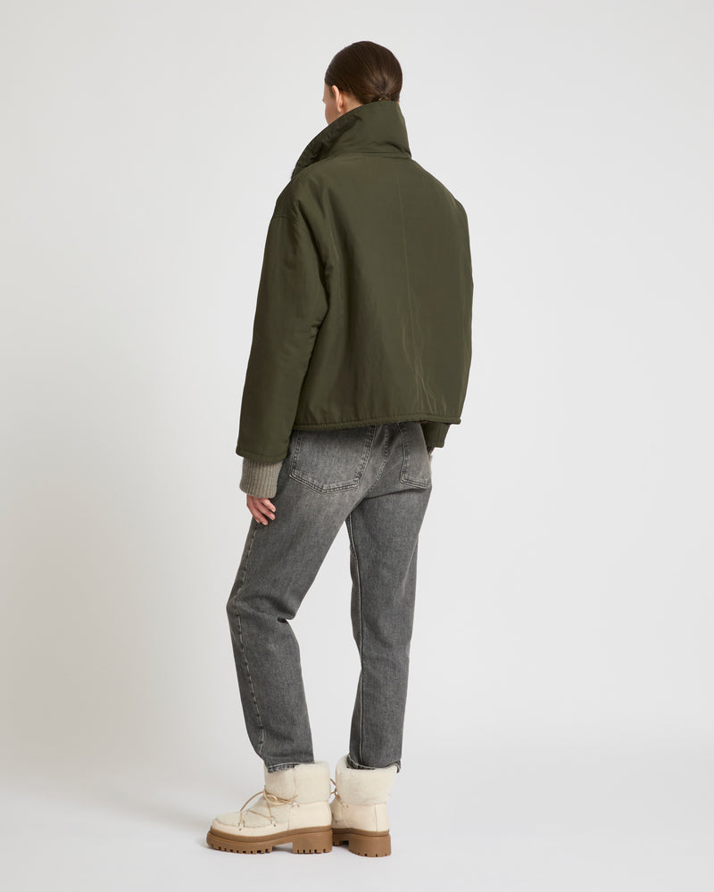 Short jacket with mink collar - khaki - Yves Salomon