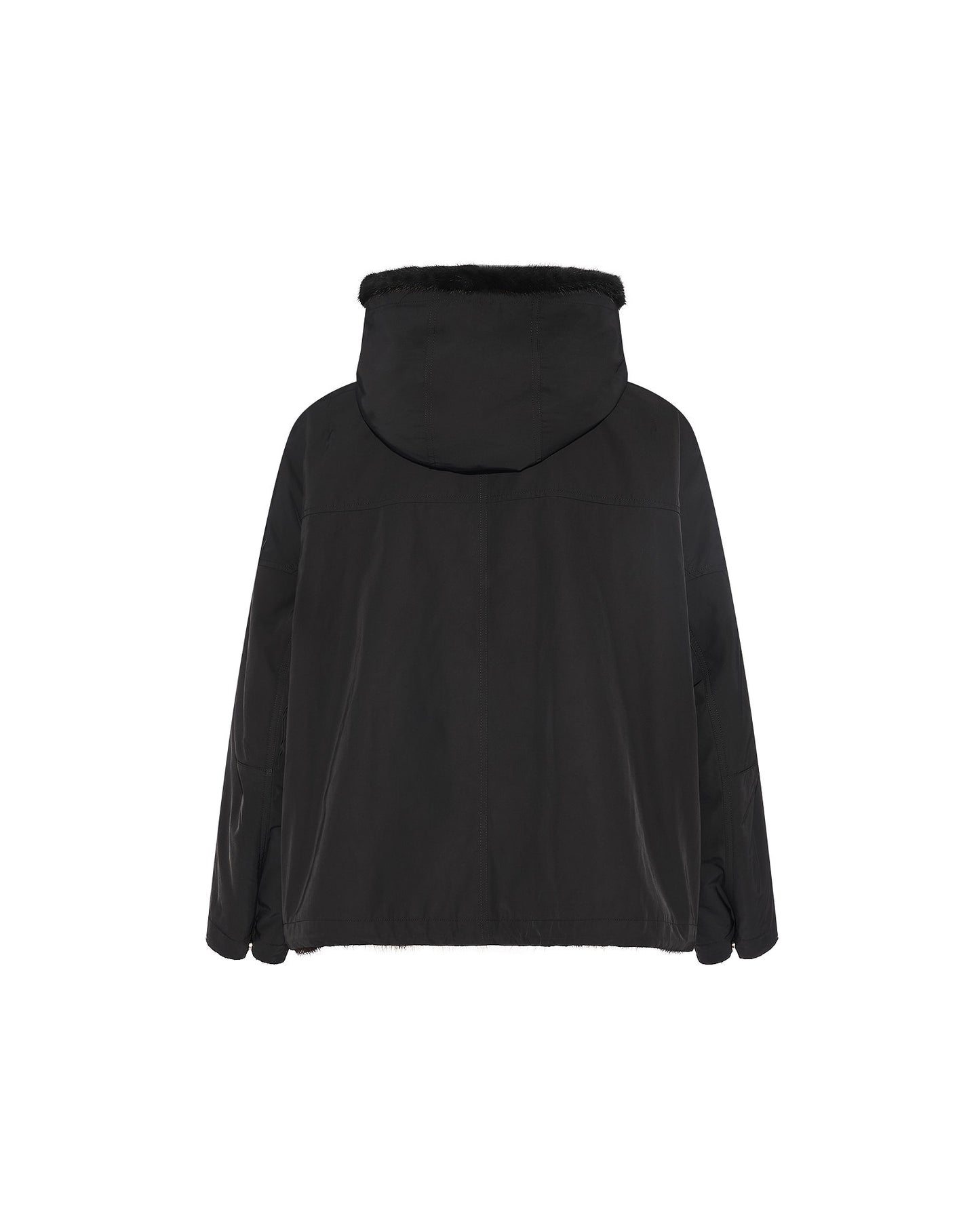 Short reversible parka in water-repellent technical fabric and long-haired mink -Yves Salomon