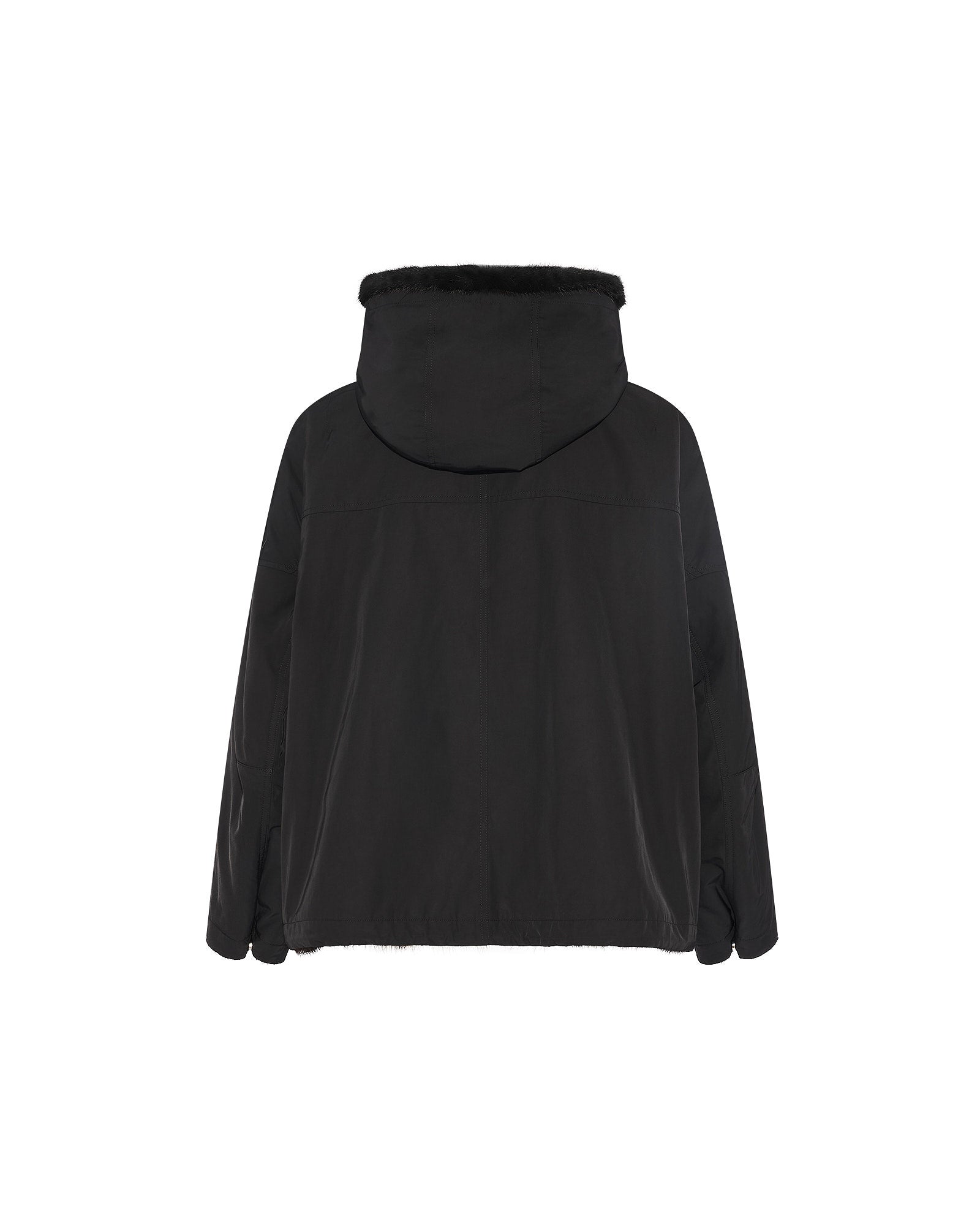 Short reversible parka in water-repellent technical fabric and long-haired mink -Yves Salomon