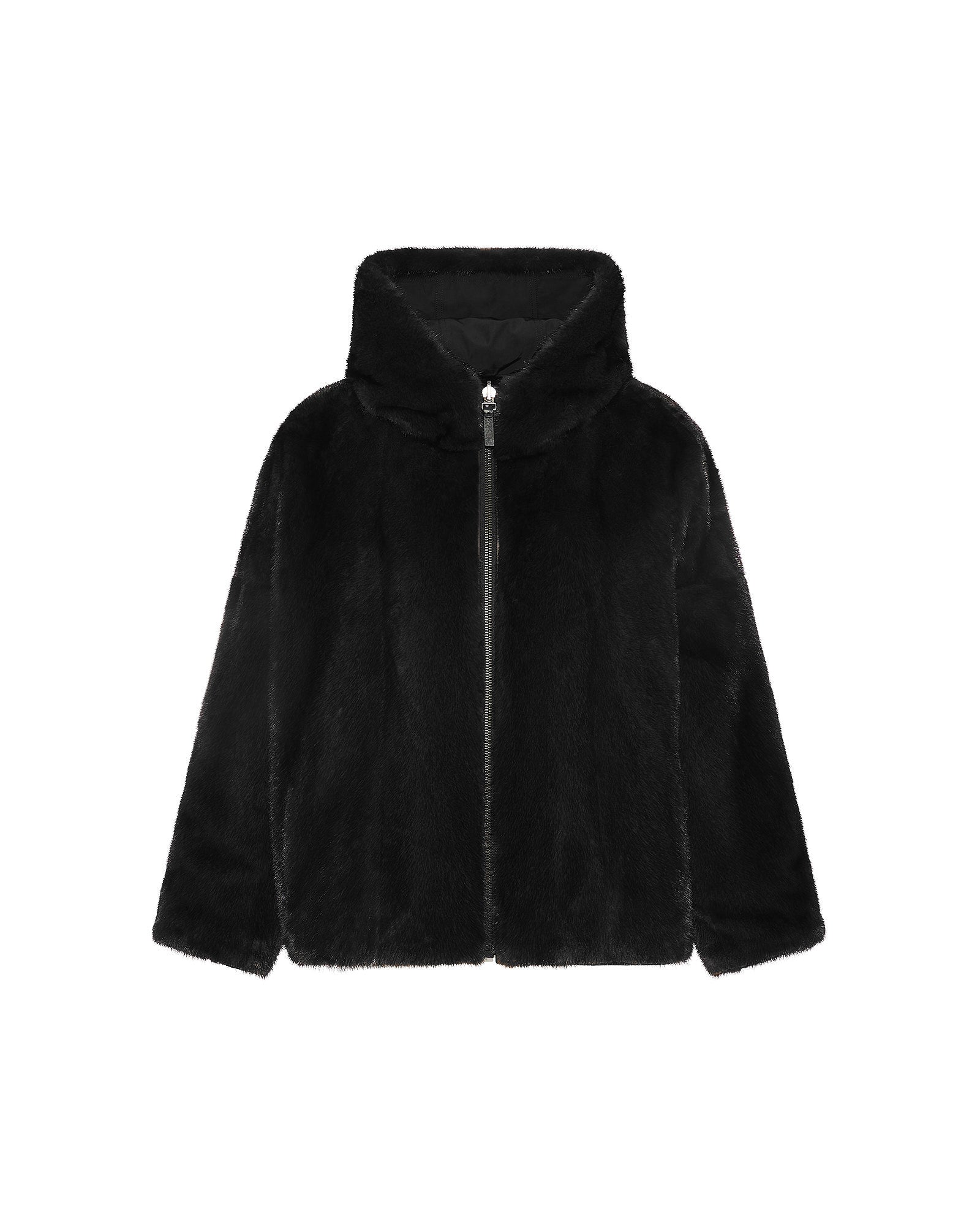Short reversible parka in water-repellent technical fabric and long-haired mink -Yves Salomon