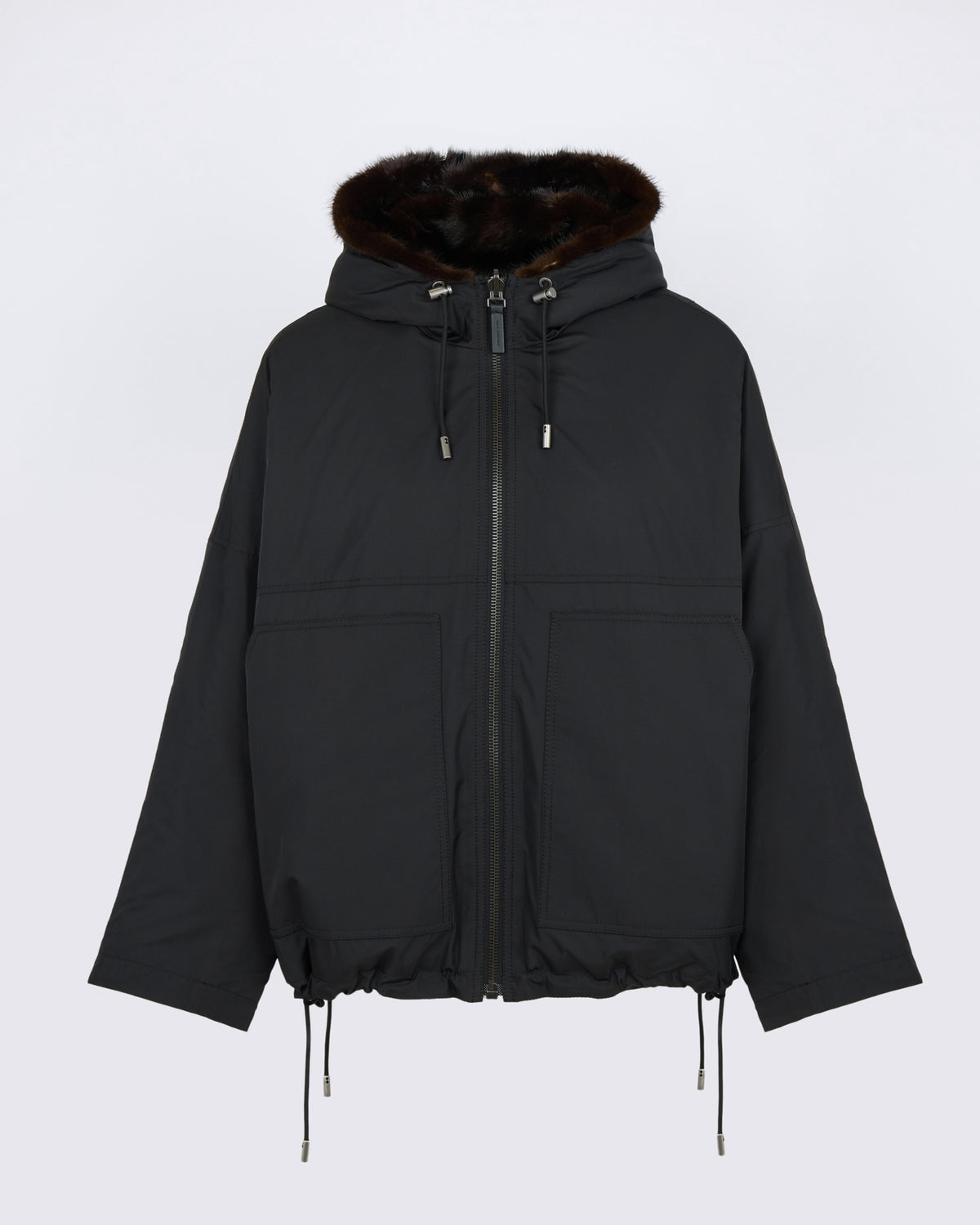 Short reversible water-repellent technical fabric jacket with mink fur - Yves Salomon - New Fall/Winter Collection