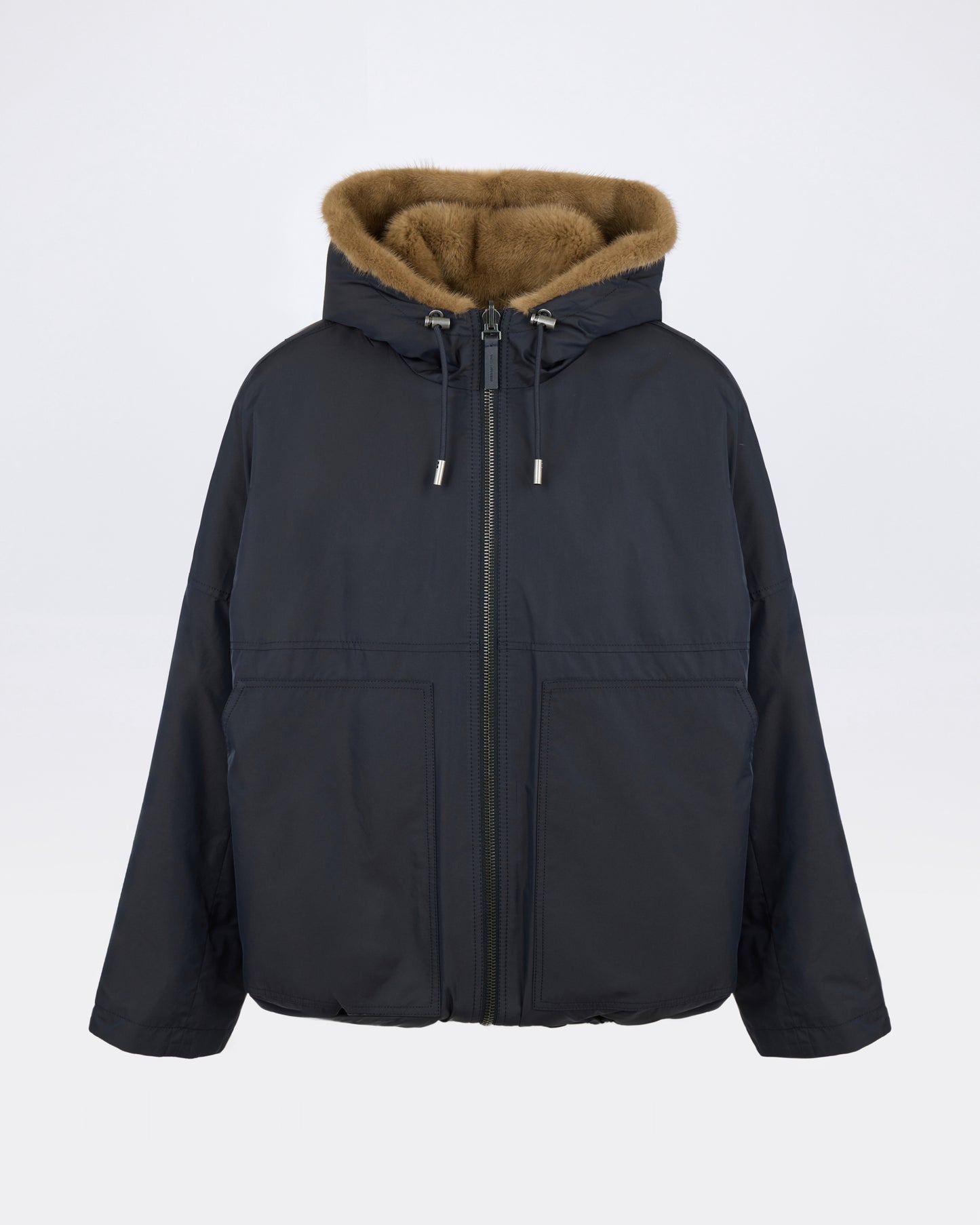 Short reversible water-repellent technical fabric jacket with mink fur - Yves Salomon - New Fall/Winter Collection
