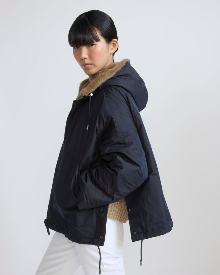 Short reversible water-repellent technical fabric jacket with mink fur - Yves Salomon - New Fall/Winter Collection