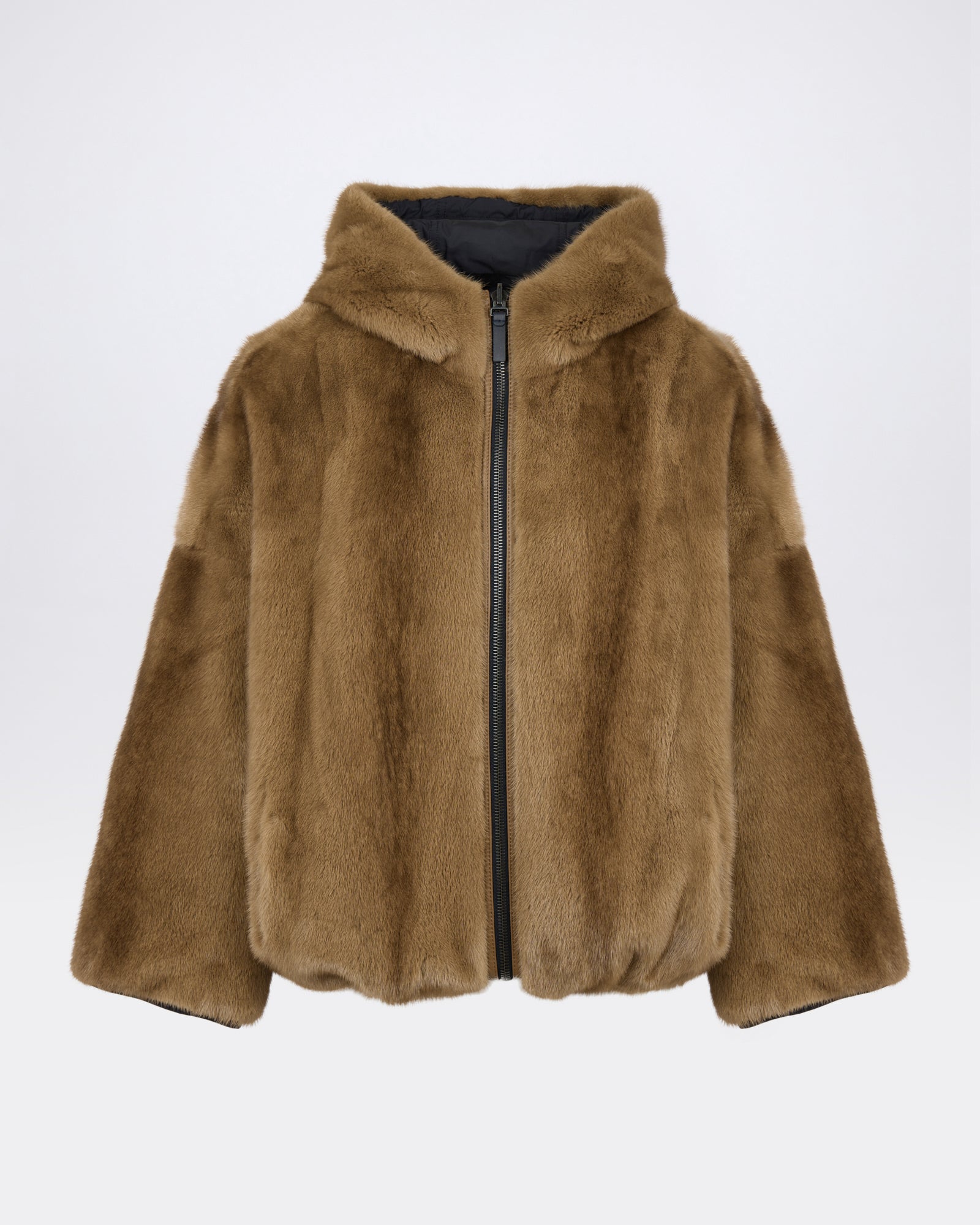Short reversible water-repellent technical fabric jacket with mink fur - Yves Salomon - New Fall/Winter Collection