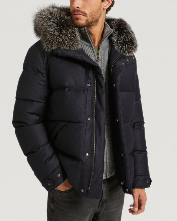 Loro Piana Fabric Down Jacket With Fox Fur Trim