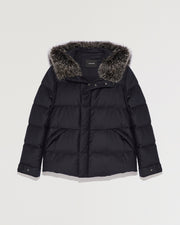 Loro Piana Fabric Down Jacket With Fox Fur Trim