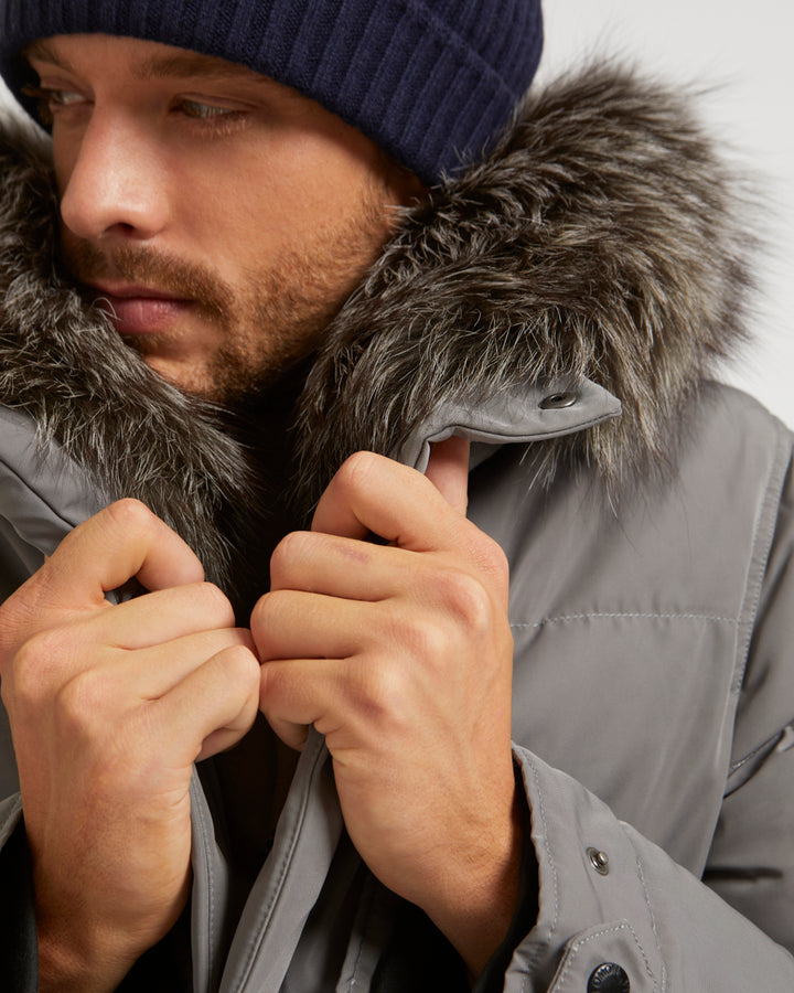 Short Down Jacket with Fox Trim-Yves salomon-Winter sale & boxing day