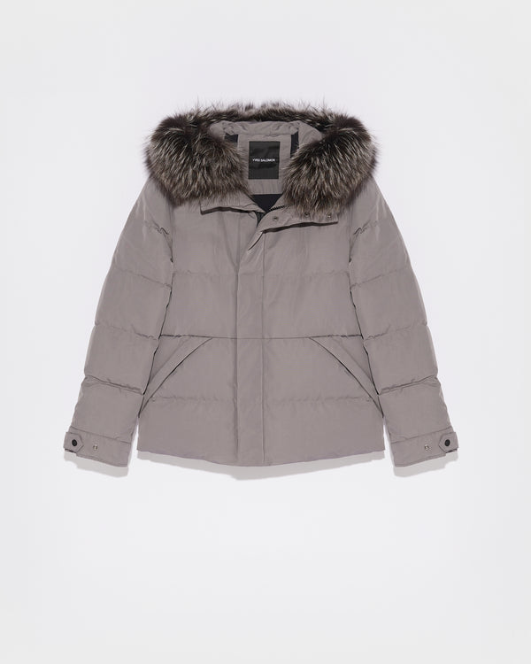 Short Down Jacket with Fox Trim-Yves salomon-Winter sale & boxing day