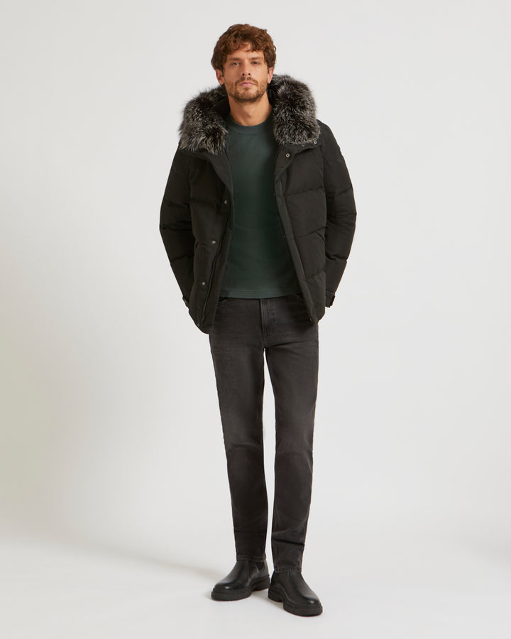 Short Down Jacket with Fox Trim-Yves salomon-Winter sale & boxing day