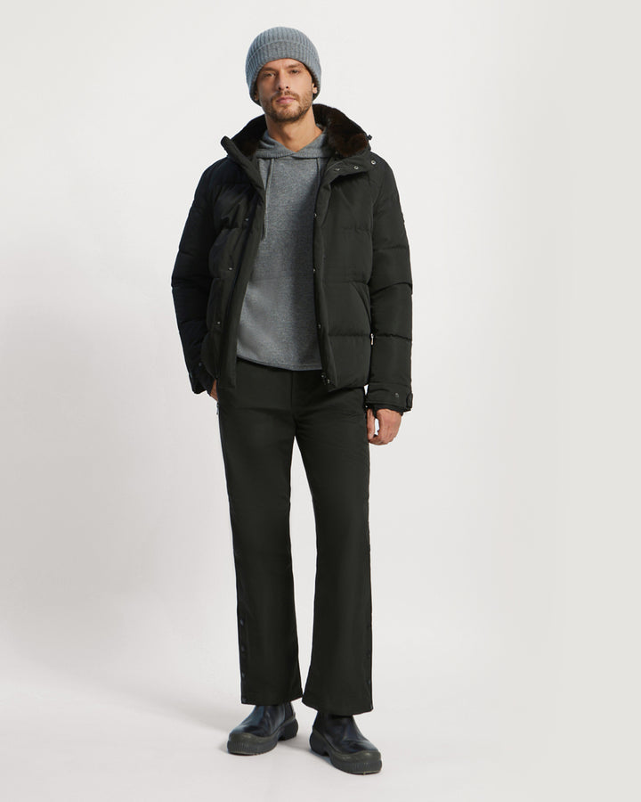 Ski Down Jacket With Mink Fur Trim - Black - YS Mountain Men