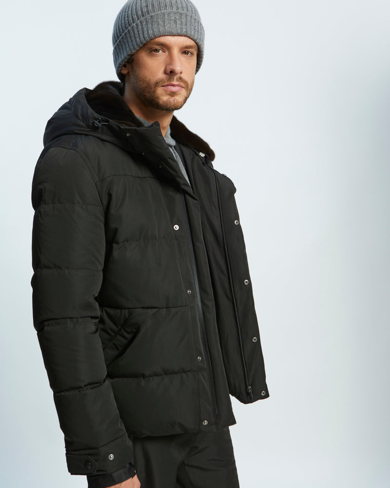 Skiwear Down Jacket With Mink Fur Trim - black - Yves Salomon