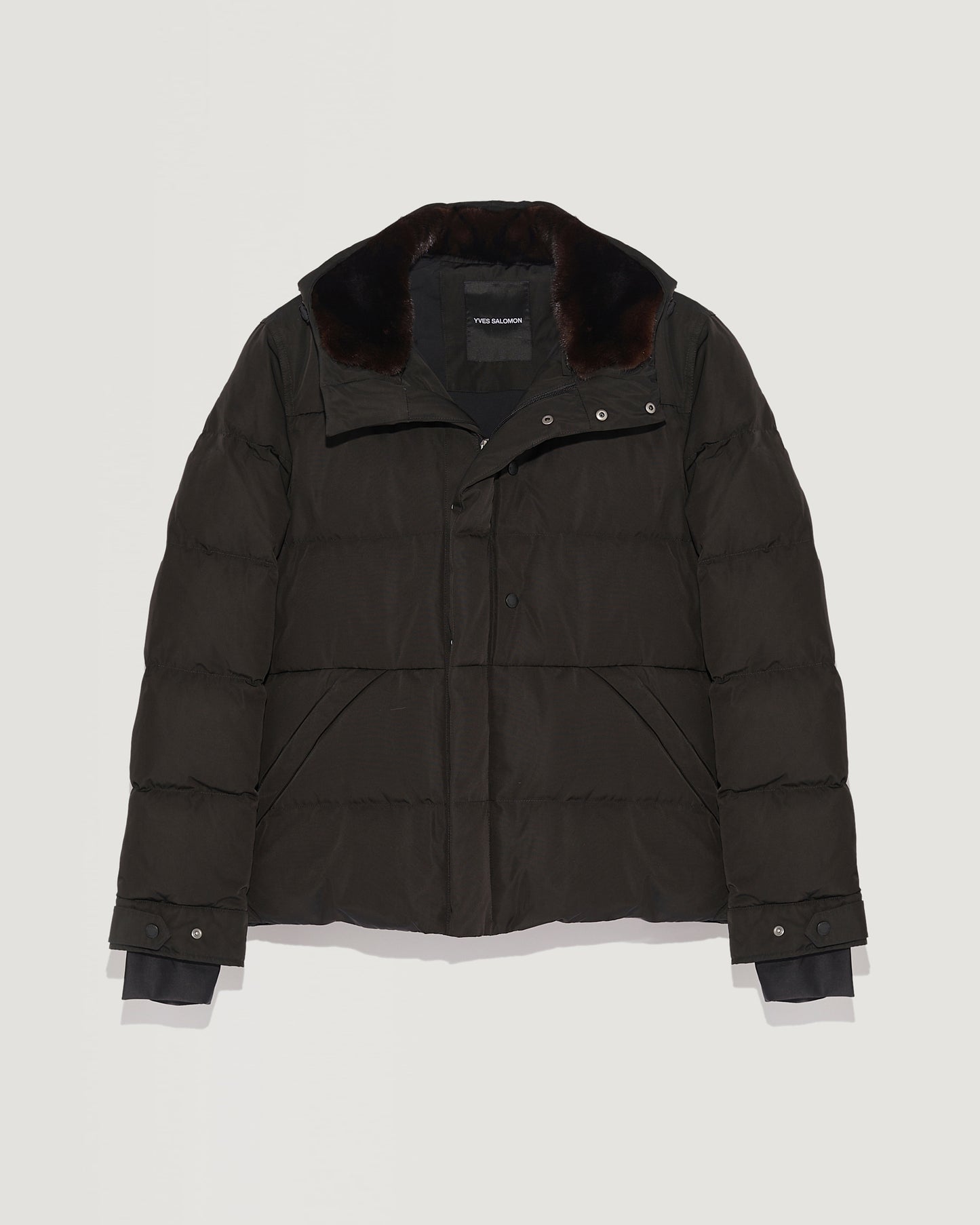 Ski Down Jacket With Mink Fur Trim - Black - YS Mountain