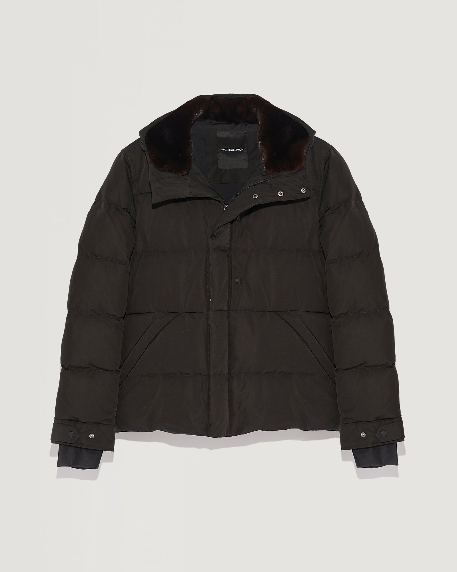 Ski Down Jacket With Mink Fur Trim - Black - YS Mountain