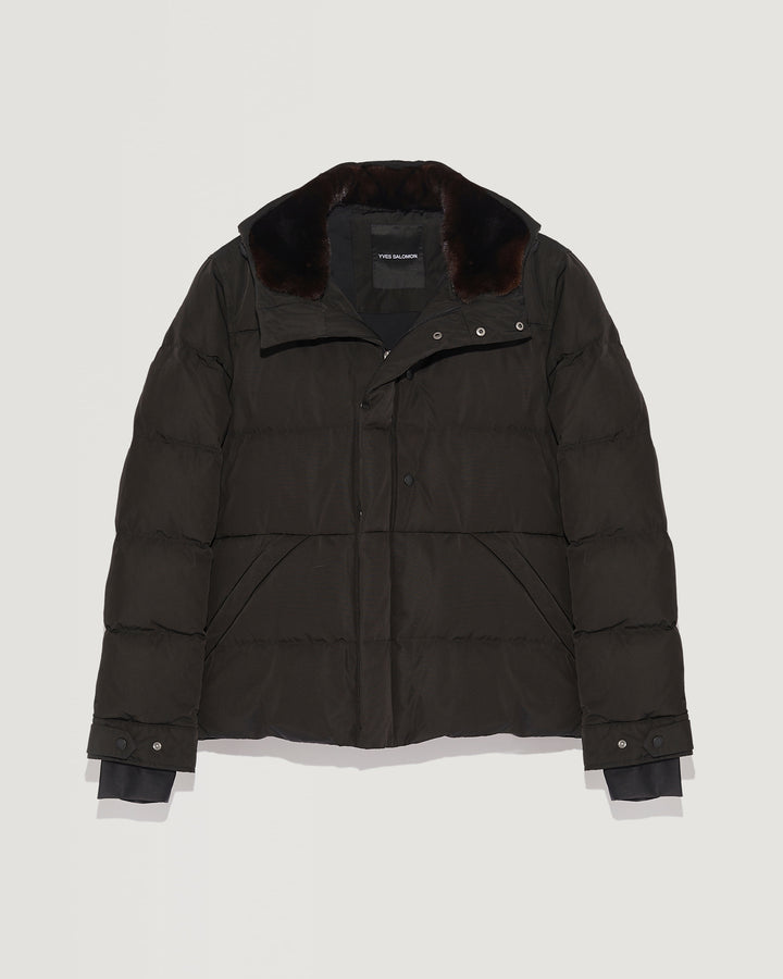 Ski Down Jacket With Mink Fur Trim - Black - YS Mountain
