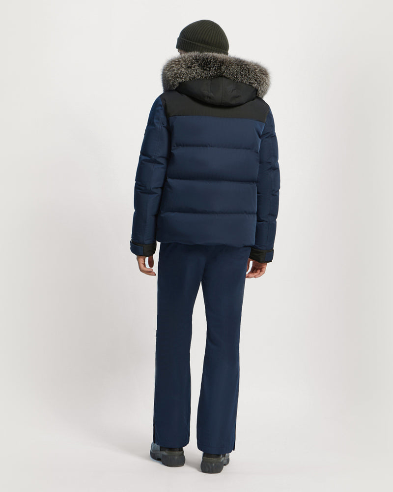 Ski Down Jacket With Fox Fur Trim - Blue - YS Mountain men