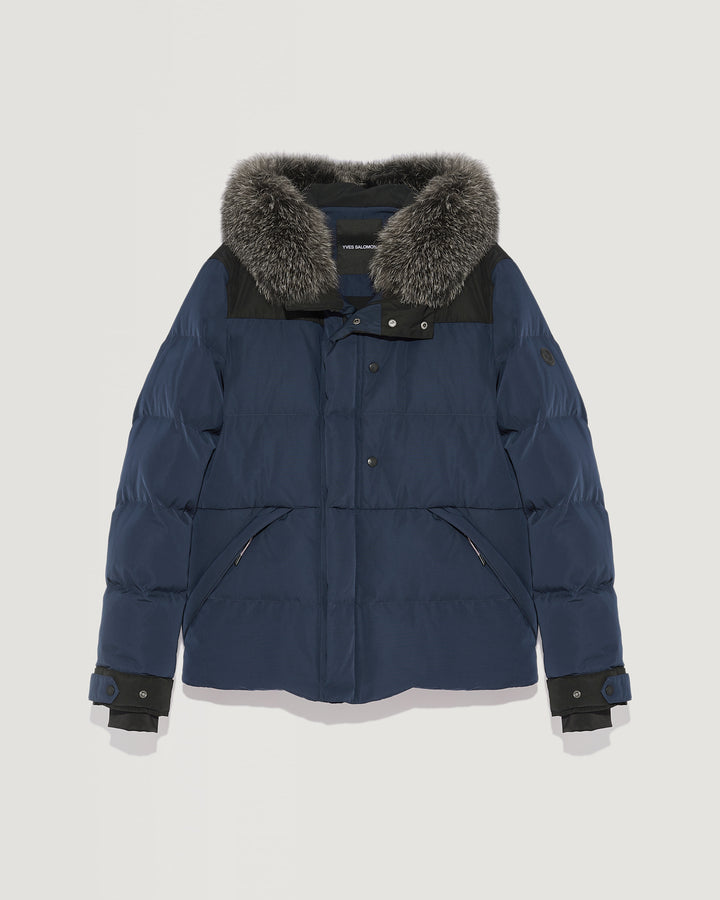Ski Down Jacket With Fox Fur Trim - Blue - YS Mountain men