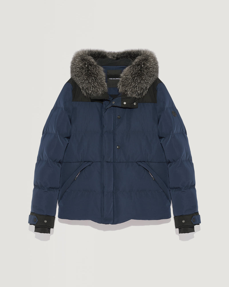 Ski Down Jacket With Fox Fur Trim - Blue - YS Mountain men