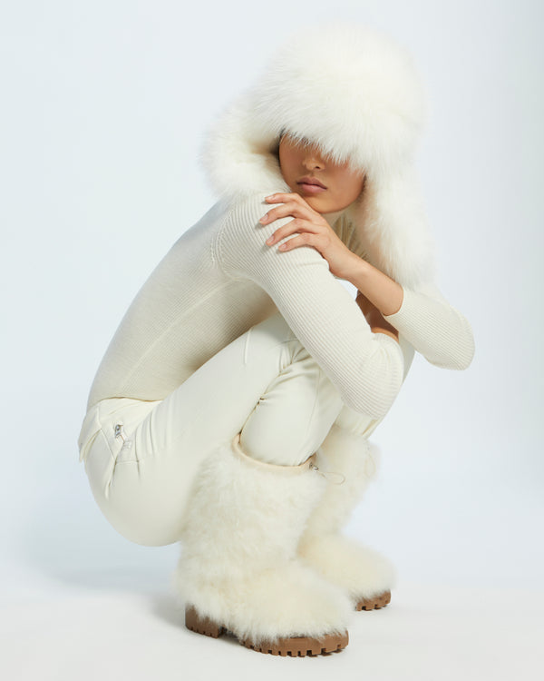 fox fur trim ushanka - white - Yves Salomon