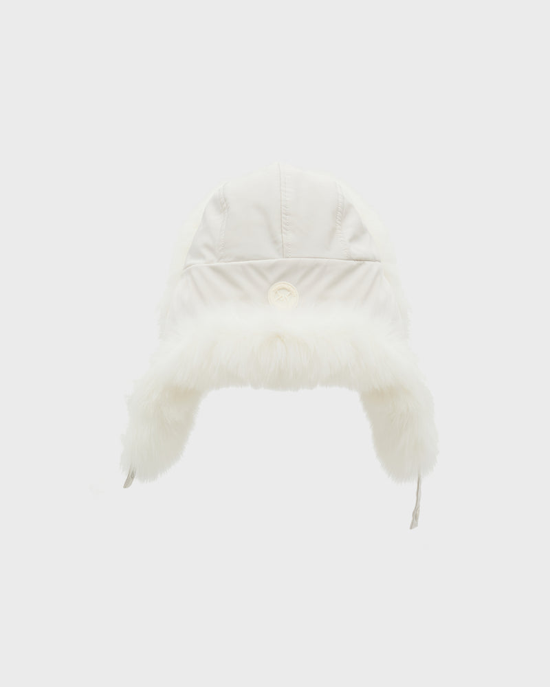 Technical fabric ushanka with fox fur