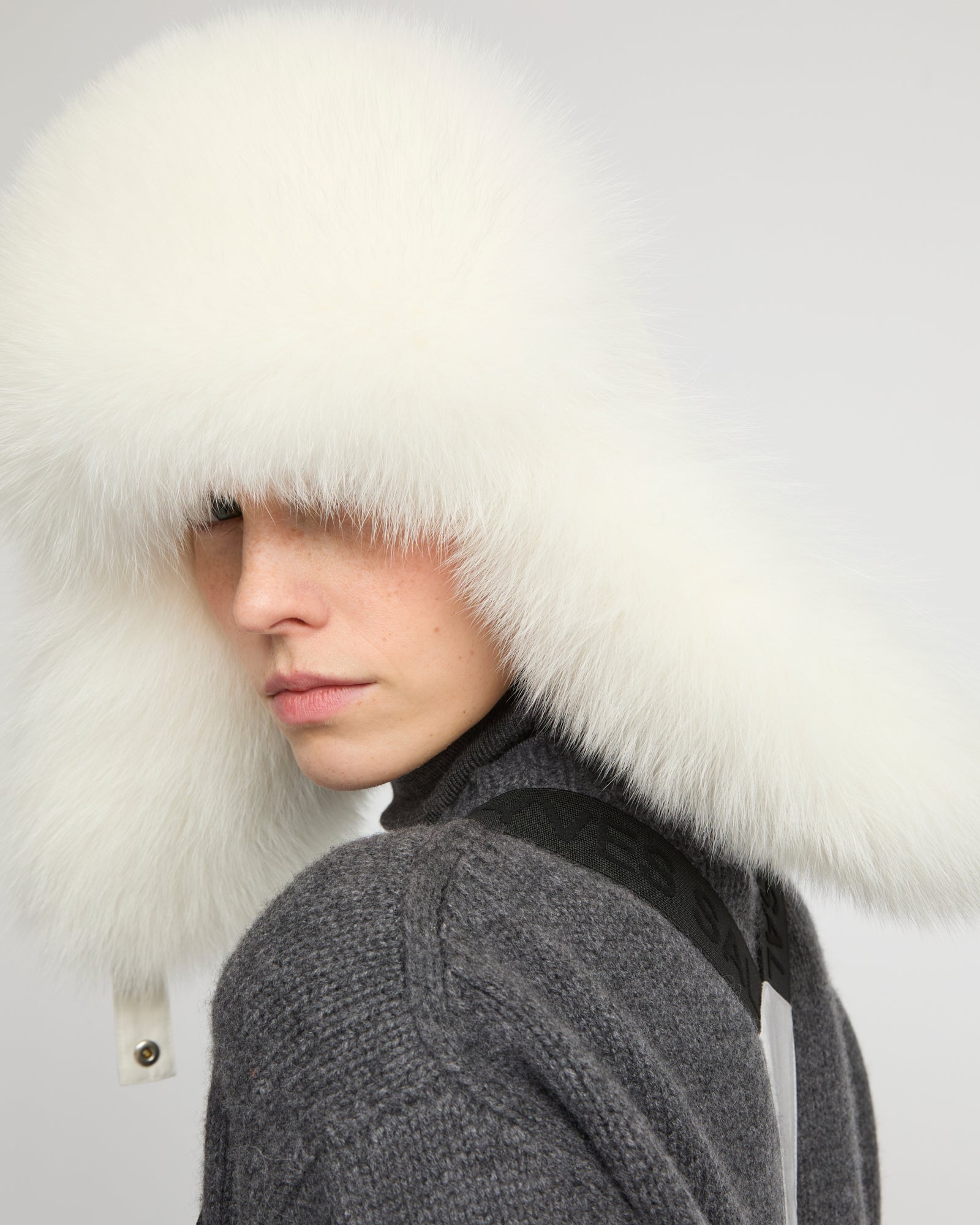 Technical fabric ushanka with fox fur - Yves Salomon
