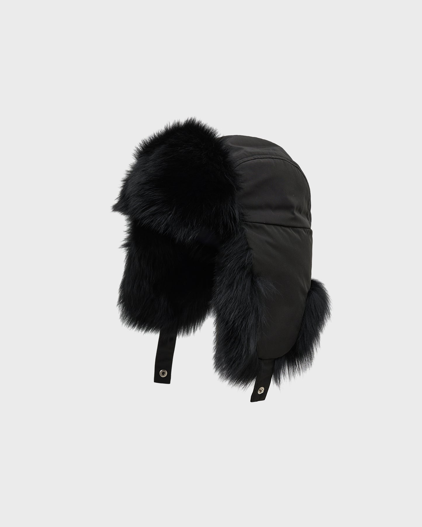 Technical fabric ushanka with fox fur
