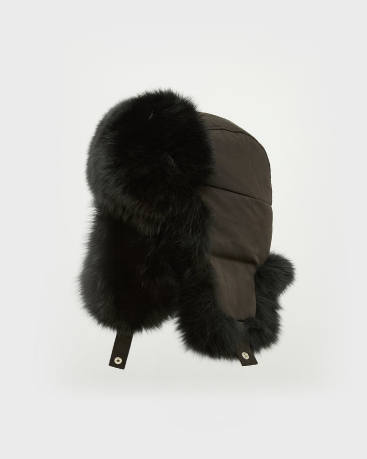 Technical fabric ushanka with fox fur -Yves Salomon